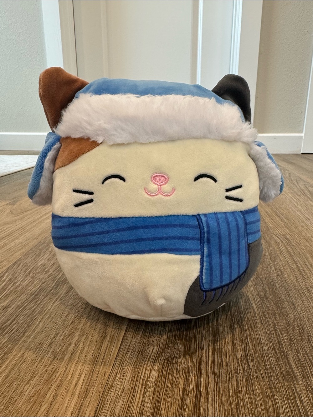 2023 Cam Squishmallows Calico Cat 7.5” Plush with Blue Hat and Scarf